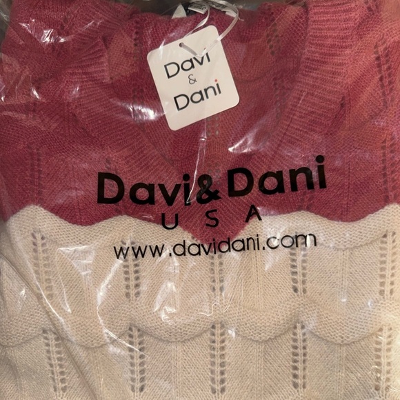 DAVI & DANI Women’s V-Neck oversized Sweater in Mauve, Cream, Blue, and Brown​ - Picture 8 of 8